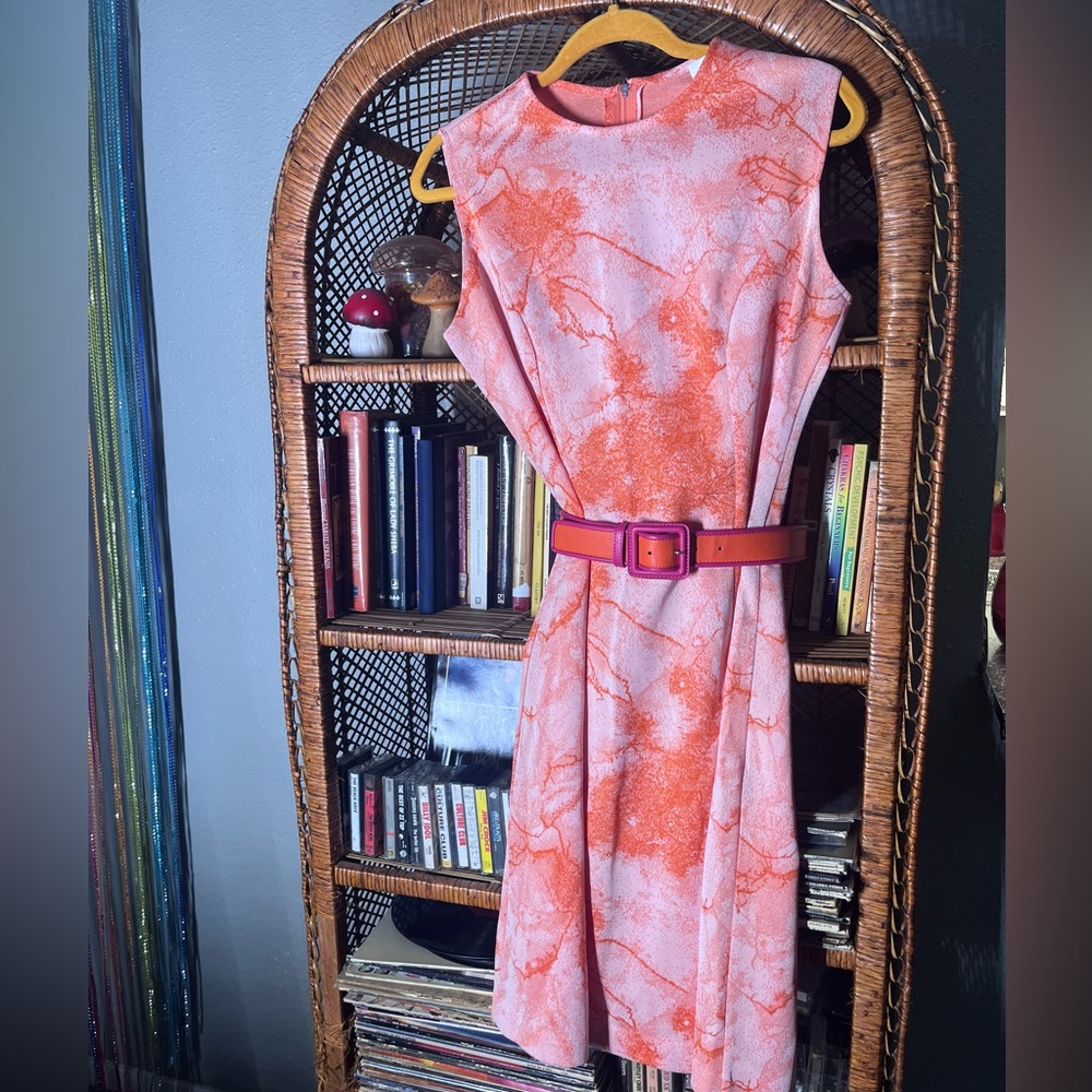VTG 60s Tie Dye Mod Dress Orange